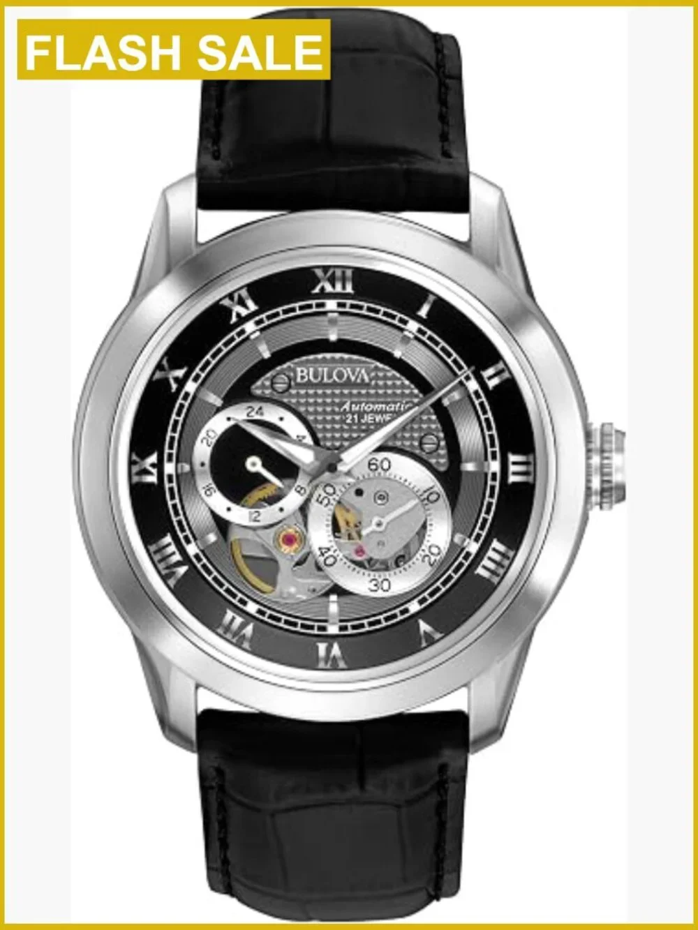 Men's Classic Automatic Watch with 24-Hour Sub Dial, Luminous Hands, 42mm